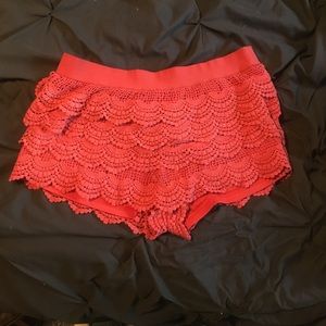 Umgee Burnt orange/rust lace crochet shorts